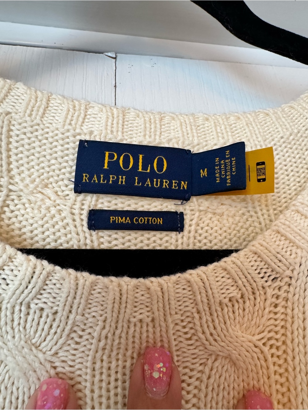 Polo by Ralph Lauren Cream Cable-Knit Madras Patchwork Quilt Sweater - Picture 7 of 9